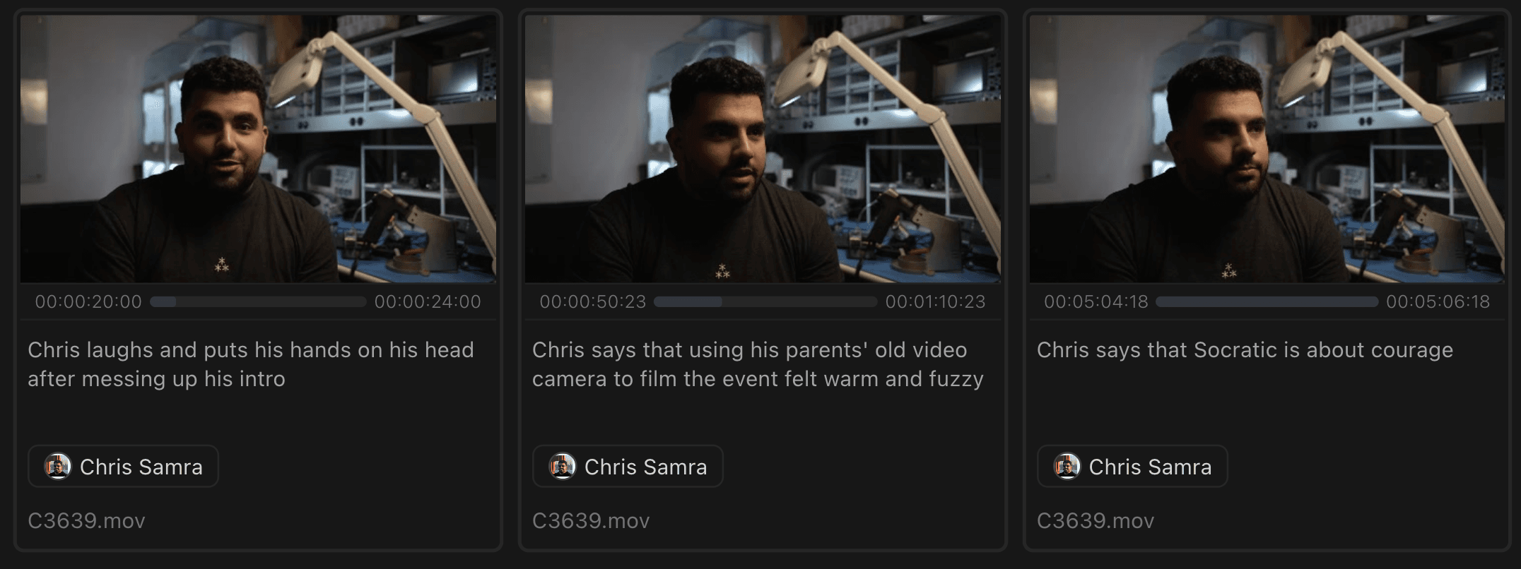 Video timeline with AI-generated highlight markers