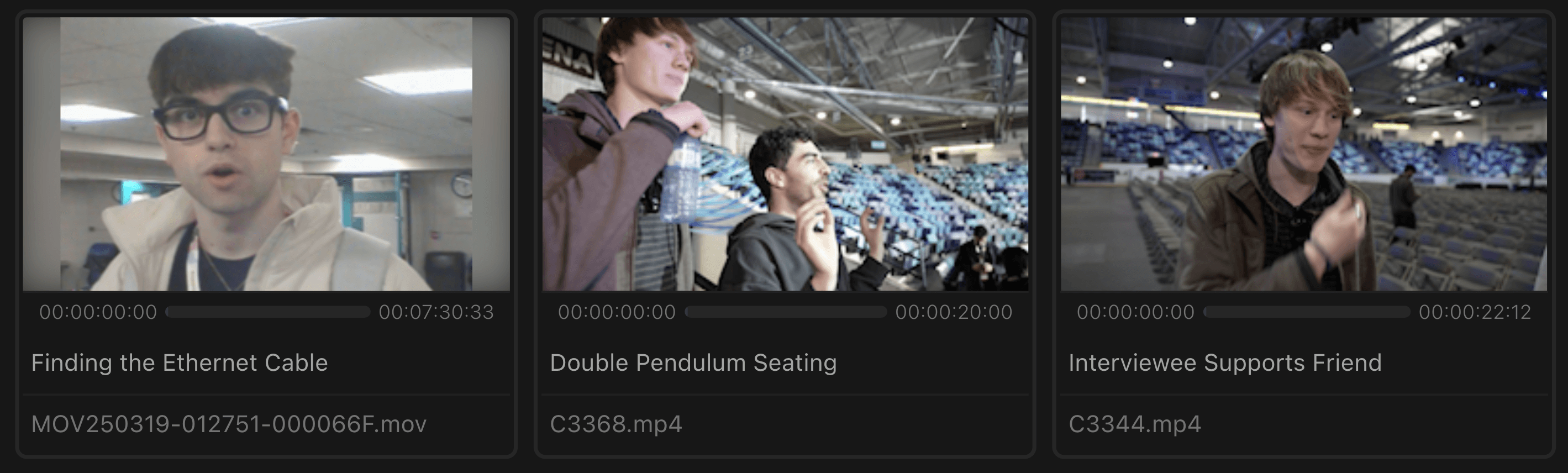 List of video clips with AI-generated titles